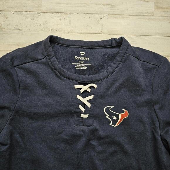 Houston Texans Woman’s Crewneck Lightweight Sweatshirt- Size LG Laced - Picture 2 of 5